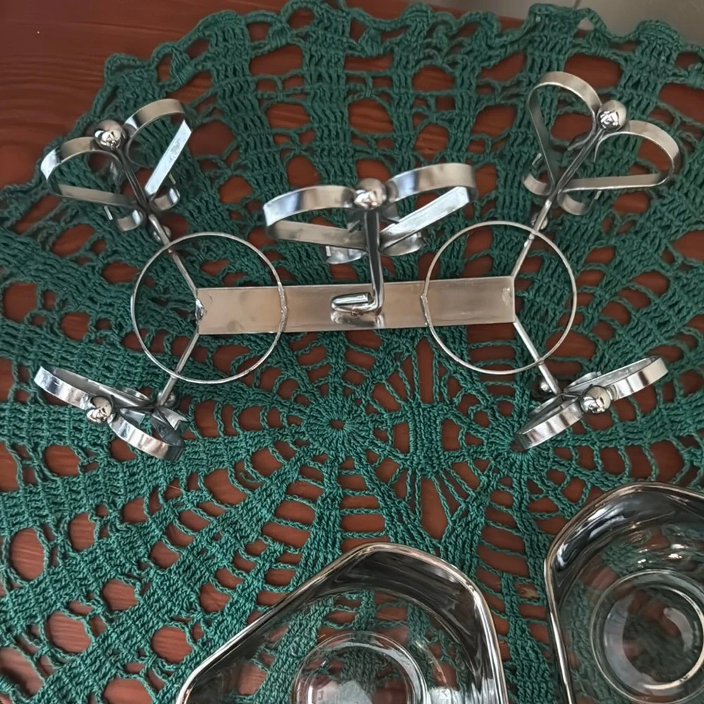 Vintage Double Condiment Dish with Heart Design